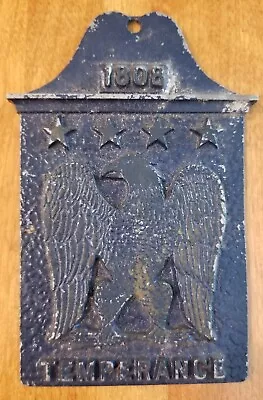 1808 Temperance Cast Metal Wall Door Plaque Sign 4 Stars American Bald Eagle USA • $6.49