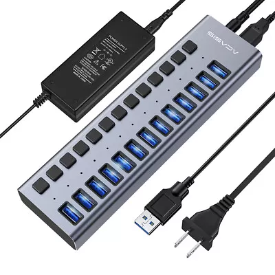 ACASIS Powered USB 3.0 Hub 13 Ports Individual On/Off For PC Mac Laptop Desktop • $56.15