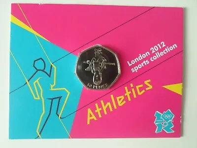 2012 London Olympic ATHLETICS 50p Coin Uncirculated In Sealed Card • £7.40