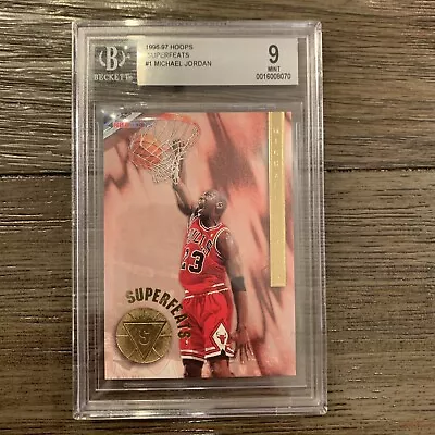 Michael Jordan 1996-97 Skybox Nba Hoops Superfeats Bgs 9 Mint Card #1!  9.5x3! • $139.99