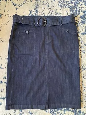 Z. Cavaricci Skirt Stretch Denim Pencil Jean Knee Length Modest Size 12Dark Wash • $22.49