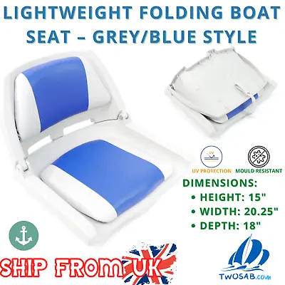 1 Or 2 Pcs Marine Grade Lightweight Folding Boat Seat For Everyday Use Grey/Blue • £82.99
