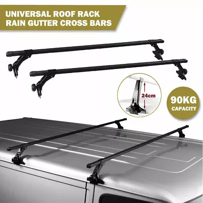 120cm Universal Rain Gutter Car Roof Rack Cross Bars Black Adjustable Brackets L • $54.95