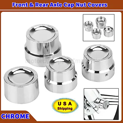 $16.98 • Buy Chrome Front+Rear Axle Cap Nut Covers For Harley Dyna Road Electra Glide V-Rod