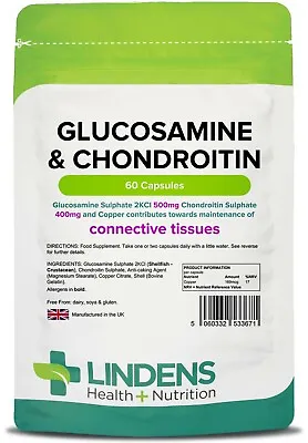 £8.99 • Buy **Lindens Glucosamine And Chondroitin 500/400 Capsules (60) JOINTS Health