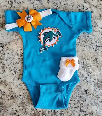 Dolphins Newborn/baby Clothes Girl Dolphins Baby Gift Miami Football Baby Girl • $24.75