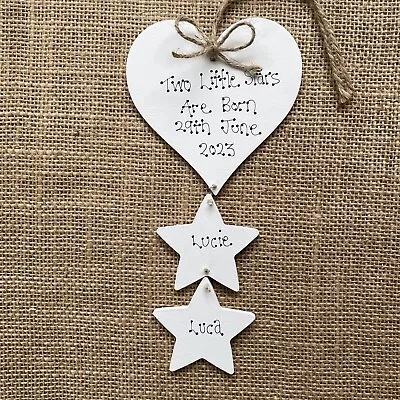 Personalised Twins Newborn  Baby Gift Sign Baby Shower Christening Keepsake Gift • £8.99