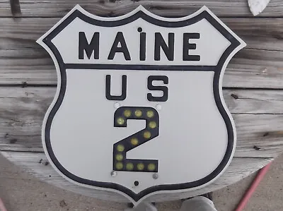 Maine Road Sign / Shield. Uranium Glass-marble Reflectors. Highway US 2 • $245.02