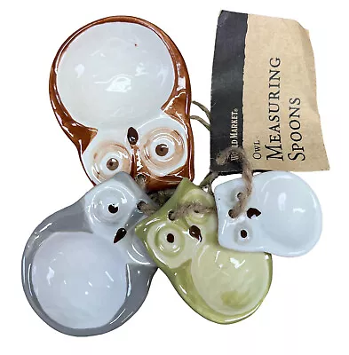 Set Of 4 Cute Ceramic OWL MEASURING SPOONS. Multi Colored  World Market  • $20