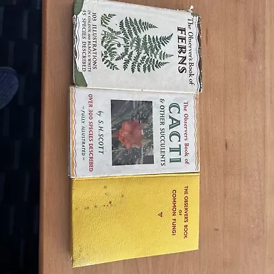 Observer Books X3 Ferns Cacti Fungus • £3.99