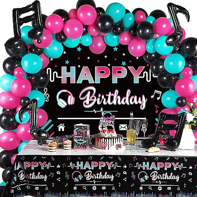 Happy Birthday Party Decorations Musical Social Media Birthday Party Supplies • $37.68