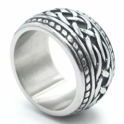 Mens Irish Celtic Love Infinity Knot Ring Band Stainless Steel Size 7-15 Gift • $9.99