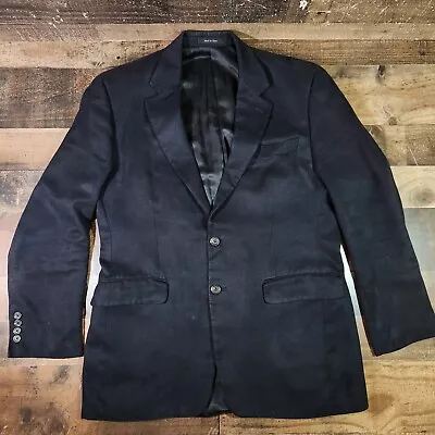 Chaps Ralph Lauren Blazer Mens 38 R Black 2 Button Suede Coat Jacket Polyester ^ • $29.99