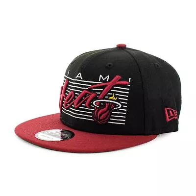 New Era Mens 9fifty Baseball Cap Nba Miami Heat Team Wordmark Black Snap Hat S22 • £32.99