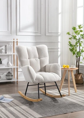 £219 • Buy Nursery Rocking Chair Teddy Fabric Padded Seat With High Backrest And Armrest