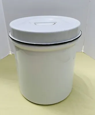 Vintage Enamel Black White Medical Canister Farmhouse French Country Enamelware • $22.95