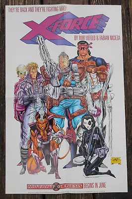 X-FORCE MUTANT GENESIS MARVEL COMICS 14x22  FOLD OPEN PROMO POSTER 1991 LIEFELD • $9.99