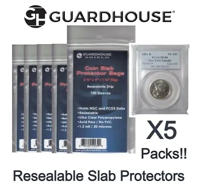 500 Resealable Coin Slab Protector Bags For NGC / PCGS Sleeves 2 3/4 X 4 NO PVC • $23.50