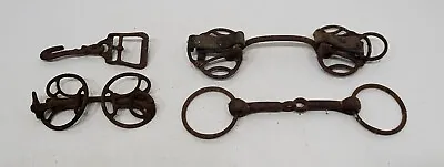 Lot Of Old Rustic Antique Iron Horse Harness Bits Hand Forged Cowboy Military • $55.21