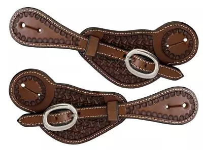 Showman Men's Basket Tooled Argentina Cow Leather Spur Straps • $23.49