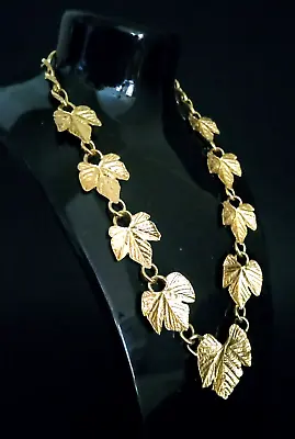 Trifari Gold Tone Ivy Leaf Choker Necklace  Signed Elegant Vintage MCM Jewelry • $50