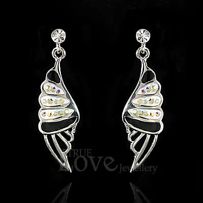 Cool 18K WGP Butterfly Wing Earring EP1722 Made With Swarovski Crystal • $8.99