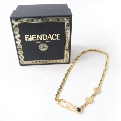 FENDACE Fendi × Versace Autolock Kihei Chain Necklace Gold Tone Metal With Box • $1000