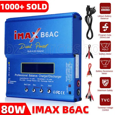 RC Lipo Charger Lithium NiMh Battery Balance Discharger AC Digital IMax B6AC 80W • $39.95