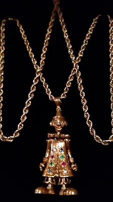 GORGEOUS 9ct 375 Yellow Solid Gold Articulated Movable CLOWN Pendant & 20  Chain • £989.99