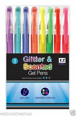 £3.99 • Buy 6 X SCENTED GLITTER GEL PENS ASSORTED COLOURS FINE POINT STATIONARY SCHOOL