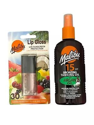 Malibu Lip Gloss Duo And Malibu Bronzing Tanning Oil Spf15  • £7.99