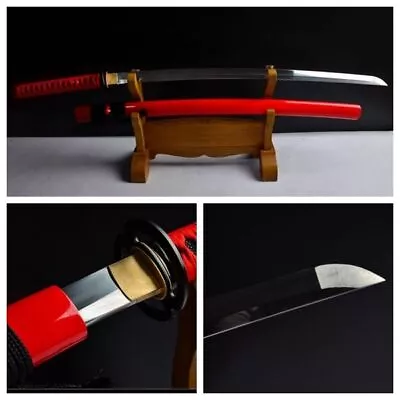 Japanese Samurai Sword Katana 1095 High Carbon Steel Blade Red Musashi Swords • $166