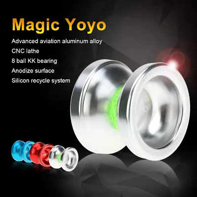 Perfect Magic Yoyo T6 Rainbow Aluminum Alloy Metal 8 Ball KK Bearing Silver G6D9 • £10.15