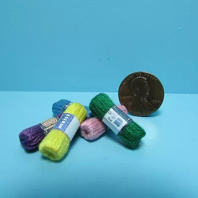 Dollhouse Miniature Knitting Yarn Skeins Various Colors Set Of 5  CAR1166 • $5.93