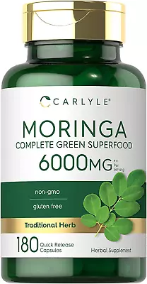 180 Capsules Moringa Non-Gmo And Gluten Free Supplement Complete Green Superfood • $14.32