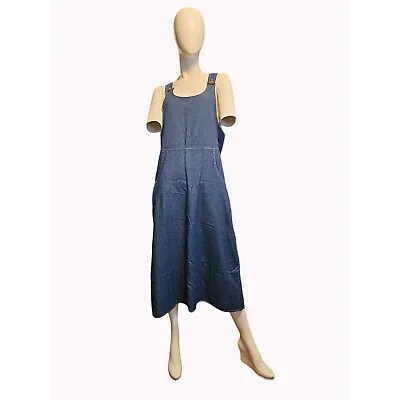The Vermont Country Store Denim Cottagecore Jean Jumper Dress Maxi Size Small • $27.63