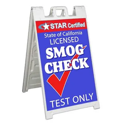 SMOG CHECK STAR CERTIFIED Signicade 24x36 Aframe Sidewalk Sign Banner Decal • $42.70