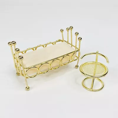 Dollhouse Miniature Brass Furniture Chair  2” And Day Bed 3.5” As Pictured • $4.97