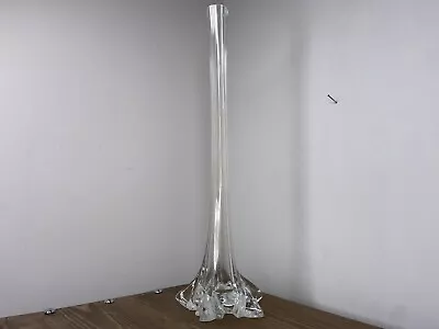 Vintage Large Transparent Glass Unique Ornate 40cm Tall Flower Stem Urn Bud Vase • £15.50