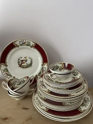 Staffordshire  Chelsea Bird  China Complete Service For 4 Signed A. Robert • $450