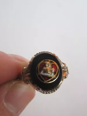 Vintage Men's 10k Gold Filled Loyal Order Of Moose Masonic Onyx Signet Ring S:8 • $49.95