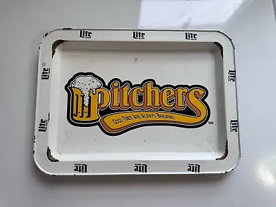 Miller Lite Beer Tray Vintage Collectors Pitchers Square White • $40