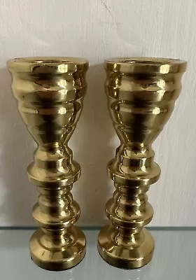 Vintage Solid Brass Candlestick Set 4 Inches Tall 1 Lb Total Weight USA • $18