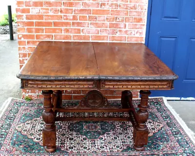 French Antique Chestnut Wood Brittany Square Kitchen Table Circa 1880 • $2750