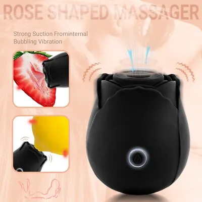 Black Rose Sucking Vibrator G-spot Massager Dildo Clit Sucker Sex Toy For Women • $9.50