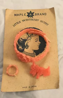 $29.99 • Buy Vintage Celluloid Child Jewelry Set: Bracelet Ring & Scottie Dog Pin, Japan Card