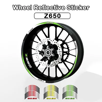 Racing Rim Sticker Wheel Stripes Set Motorcycle DecalFOR KAWASAKI Z650 17-20 • £17.45