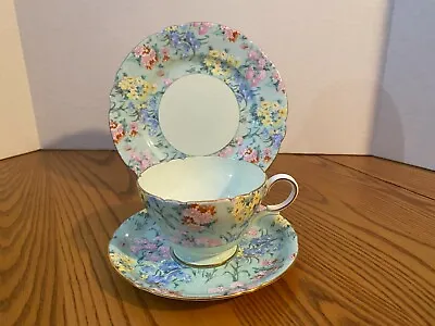 £143.25 • Buy SHELLEY England HENLEY SHAPE Melody Chintz Floral TRIO Tea Cup, Saucer & Plate