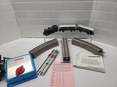 Marklin HO Scale DB 89066 Steam Loco 2 Passenger Cars Track & Transformer Read D • $79.95