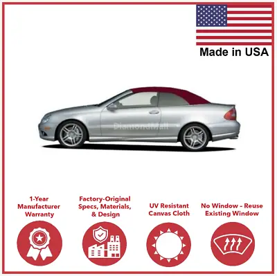 Fits Mercedes CLK W209 2004-2009 Convertible Soft Top Replacement BURGUNDY CLOTH • $593.10
